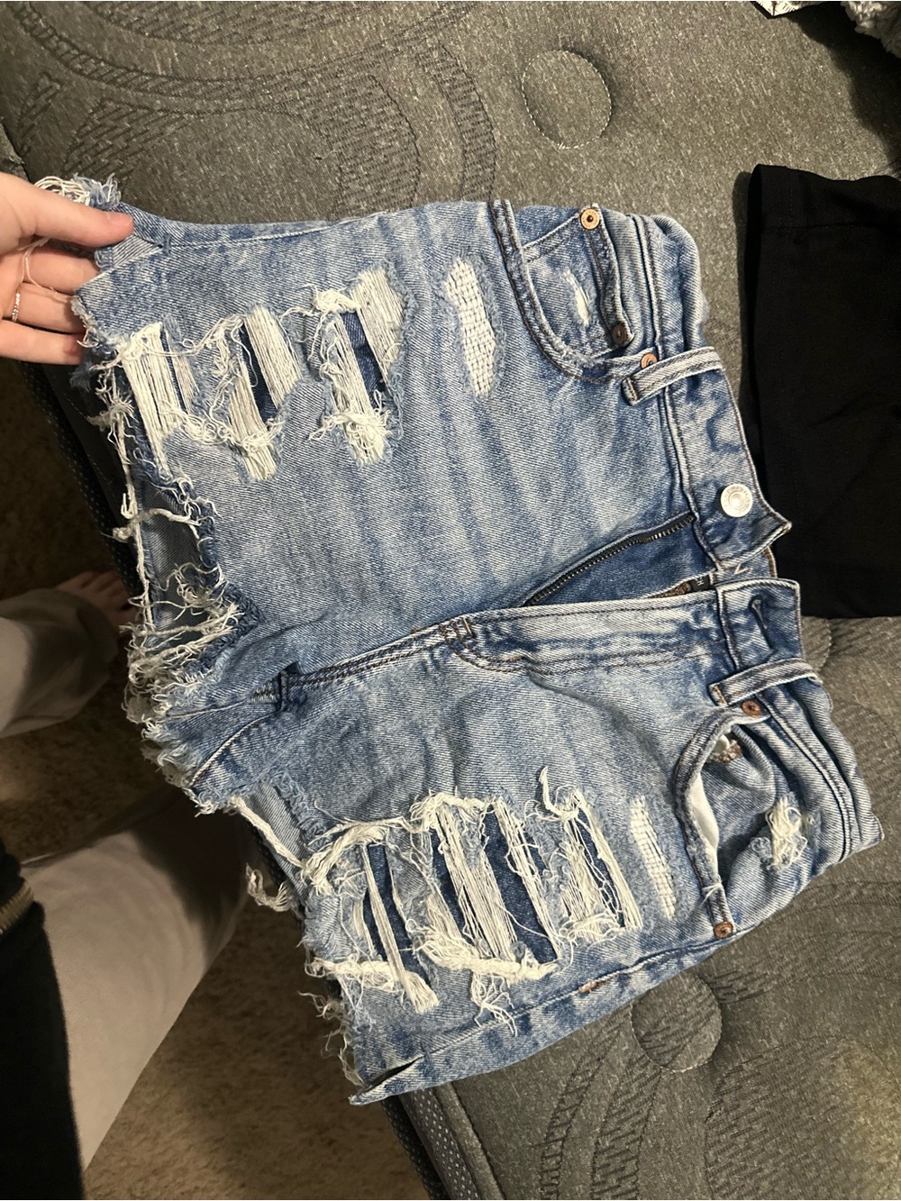 American Eagle Outfitters Light Blue Distressed Denim Shorts